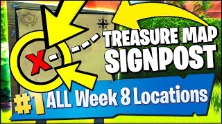 search the treasure map signpost found in paradise palms fortnite season 8 week 8 challenges - follow the treasure map singpost in paradise palms fortnite