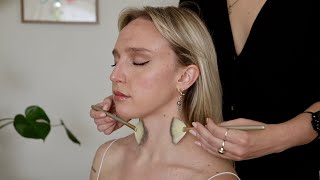 ASMR Face Tracing, Soft Brushes On Skin, Hair Play w/ Amelia (Whisper)