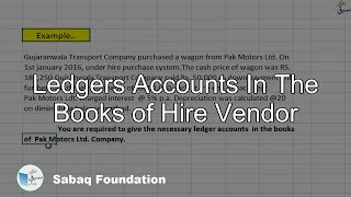 Ledgers Accounts In The Books of Hire Vendor