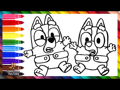Desenhar e Colorir Bebê Bluey e Bebê Bingo 🐶🍼🐶 Desenhos para Crianças