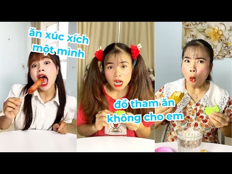 Tổng hợp video siêu hài hước vui nhộn, con chị ăn xúc xích bị con em phát hiện và cái kết