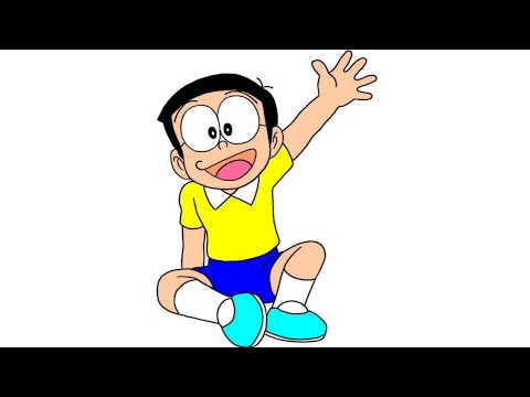 Belajar Menggambar nobita dan doraemon untuk anak anak tk & paud