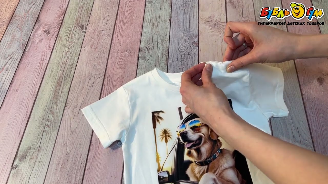 Футболка Lanson Kids с рисунком собака в очках белая - видео