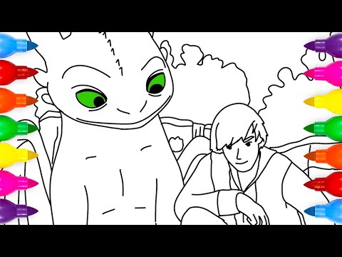 How To Train Your Dragon Movie Hiccup and Night Fury Drawing Coloring page