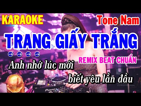 Karaoke Trang Giấy Trắng Tone Nam Nhạc Sống Remix Dễ Hát | Thanh Hải