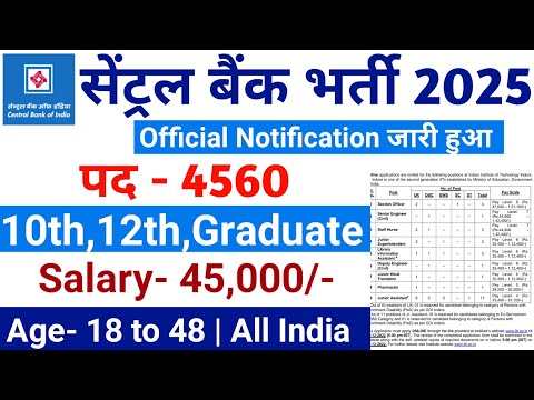 Central Bank of India Recruitment 2025 | Bank New Vacancy 2025 | Central Bank Bharti 2025 | Feb 2025