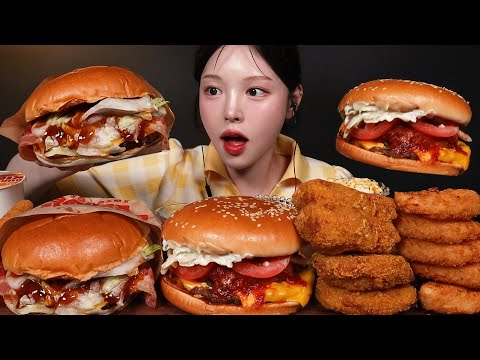 SUB)버거킹 햄버거 먹방!🍔신메뉴 오리지널스 스테이크 불끈버거에 바삭킹 치킨 꿀조합 Burger & Chicken Mukbang Asmr