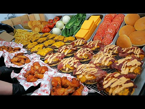 하루 300개 판매! 월매출 8000만원 찍는다는? 역대급 육즙 폭발 미국식 치즈버거 / American Bacon Cheese Burger / korean street food