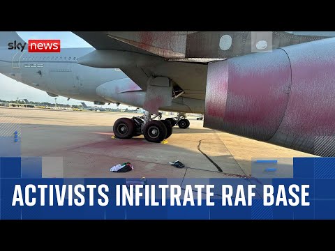 Pro-Palestinian activists break into RAF Brize Norton and spray paint jet