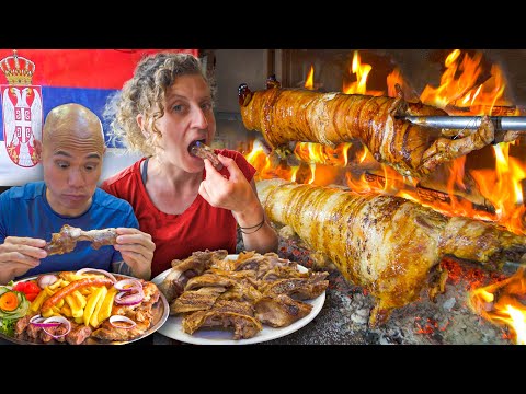 EPIC MEAT PARADISE in Serbia! Insane WHOLE ROAST PIG and LAMB + Serbian Food Tour in Novi Sad Serbia