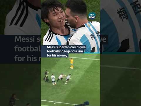 Messi superfan could give the footballing legend a run for his money #itvnews #messi #football