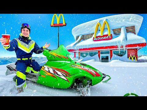 I Drove a SNOWMOBILE to McDonald's!!