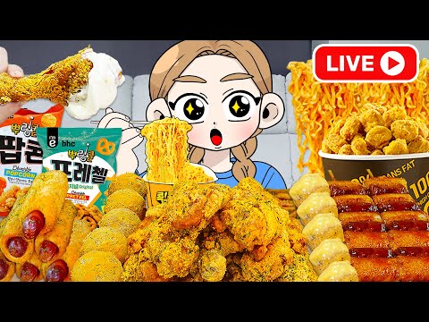 Mukbang Pororo TTeokbokki Fire Spicy Noodle Black Noddle Sandwich 하이툰