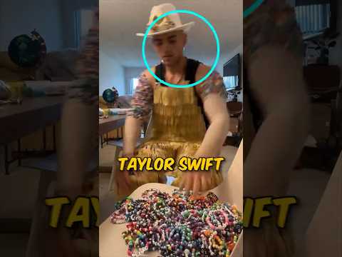 He went to the Taylor Swift's eras tour concert with 600 bracelets 🤯