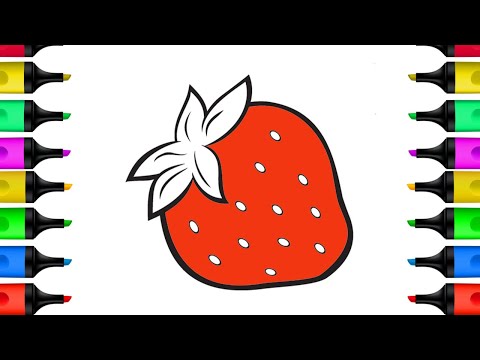 Drawing and coloring a colorful strawberry step by step + Glitter | Art Tips for Kids