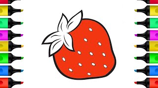 Drawing and coloring a colorful strawberry step by step + Glitter | Art Tips for Kids