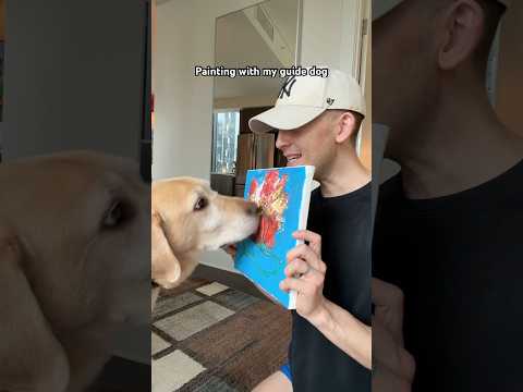 Blind man paints with his guide dog’s help #shorts