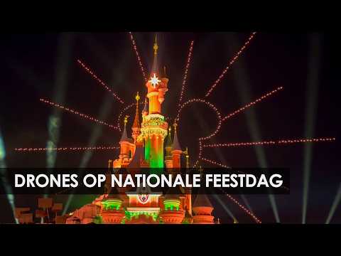 Compilatie: drones tijdens speciale avondshow Disneyland Paris op 14 juli 2026 (Bastille Day)