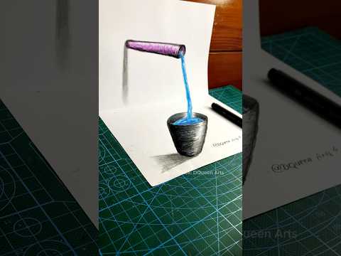 Cara gambar Pancuran air 3D yang GAMPANG💧💧💧 #art #drawing #drawingtutorial #howtodraw #dqueenarts