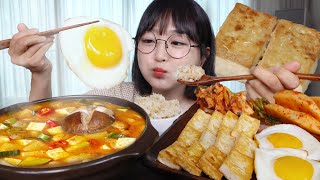 한국인의 아침밥 먹방🍚🍲된장찌개, 두부부침, 총각김치, 계란후라이 Korean Breakfast Mukbang ASMR