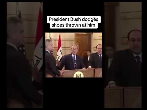 During a 2008 presser in Baghdad, an Iraqi journalist threw his shoes at GWB in protest #georgebush
