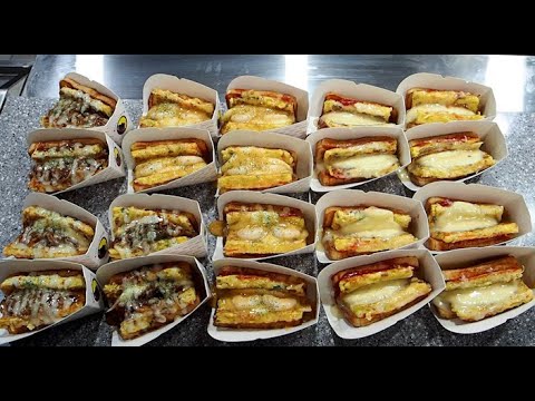 문토스트,명랑핫도그,철판 핫도그,수제피자 몰아보기 / Egg toast, hot dog, handmade pizza / korean street food