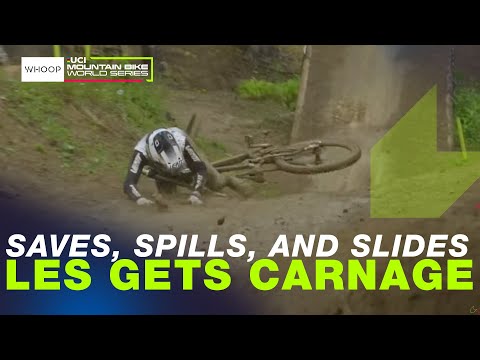 LES GETS CARNAGE | Slides, spills, and saves from the WETTEST UCI Downhill World Cup