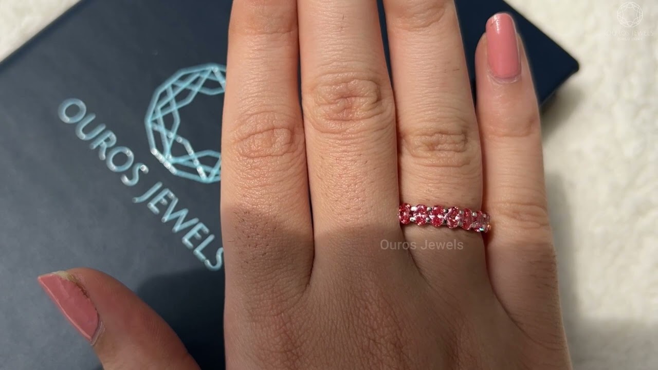 Pink Oval Lab Diamond Seven Stone Ring | Oval Lab Diamond Seven Stone Ring 