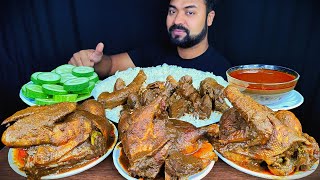 HUGE SPICY DUCK CURRY, DUCK GRAVY, RICE, SALAD, CHILI ASMR MUKBANG EATING SHOW | BIG BITES |