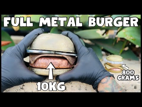 10KG Full Metal Burger - Scrap Metal Melting - ASMR - Trash To Treasure - BigStackD