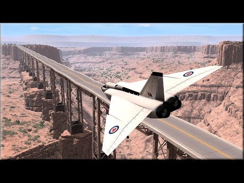 BeamNG Drive Can you Land a Plane on the Longest Destructible Bridge - Insanegaz