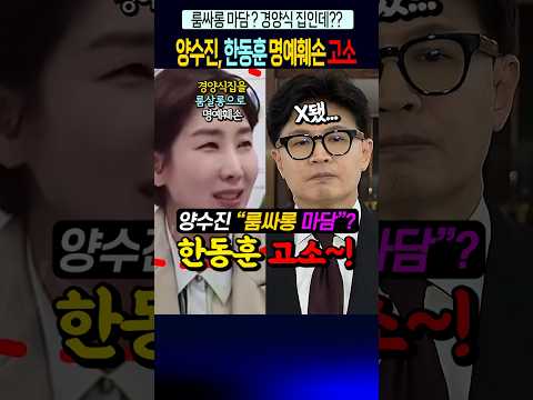양수진, 한동훈 <strong>고소</strong> "룸싸롱 마담? 경양식 집인데??"