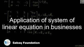 Application of system of linear equation in businesses