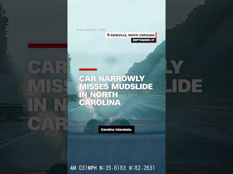 Car narrowly misses mudslide in North Carolina