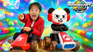 Ryan VS Combo Panda RACE in MARIO KART WORLD!!!