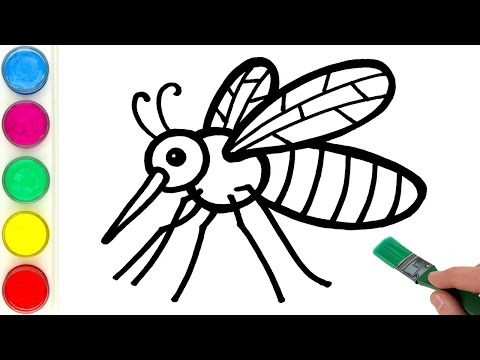 Rainbow Mosquito Drawing, Painting, Coloring for Kids and Toddlers | Learn Animals and Colors