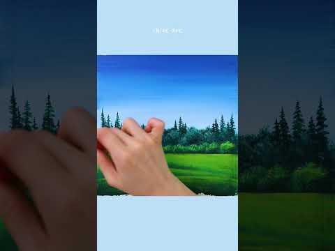 Easy Landscape Painting 👩🏻‍🎨 #shorts #shortspainting