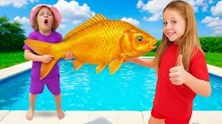 Funny stories with Magic Fish for kids with Nastya