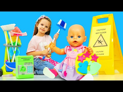 Facciamo le pulizie a casa insieme a Maya e Lina! 🧹🧼Video per bambini e giochi con le bambole