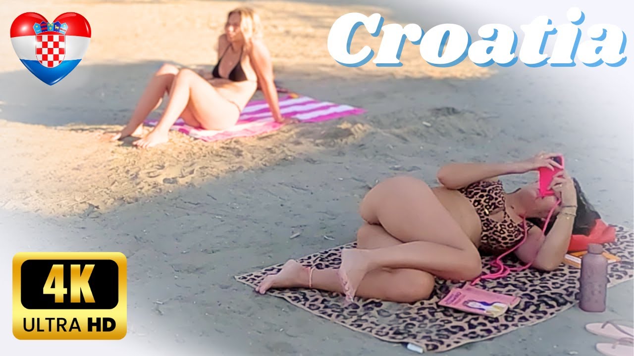 BEACH BIKINI 4K🌴Croatia, Split, Summer Croatian Day with Bikini Beach Walk 4K60