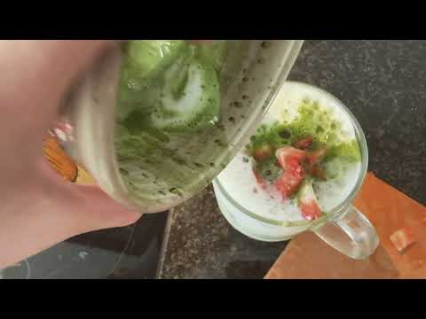 Холодна матча латте з полуницею 🍵🧊🍓😋