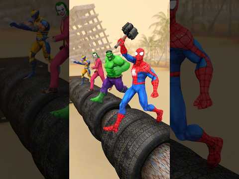 Hulk vs Spider-man Treadmill Run Challenge | Marvel Toys #gta #spiderman #funnyvideo #shorts