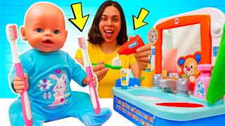Primeiros dentinhos da boneca Emily🦷🪥! Rotina de escovação!😁