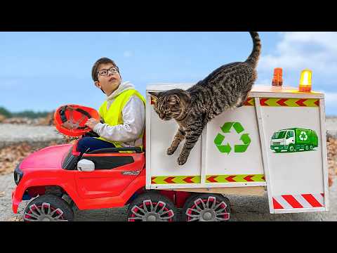 Lost Cat Adventure with Darius and the Garbage Truck! - Useful stories for kids