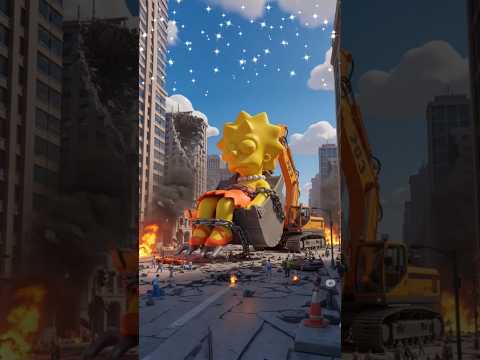 Simpson family giant evacuated by excavator #simpsons #thesimpsons #shorts