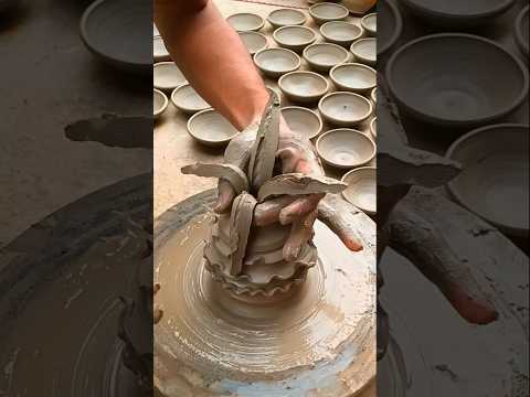 flower pot making with clay 🌹#shorts #viral #video #trending #pottery #clayart #like #music #love