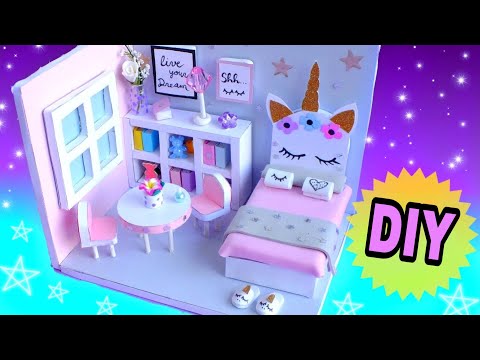 DIY HABITACIÓN en MINIATURA de UNICORNIO 🦄