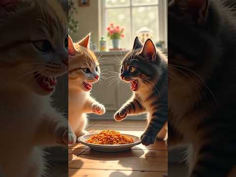 Two Cats Fighting Over Food | #mrh_rasel #shorts #Catfighting