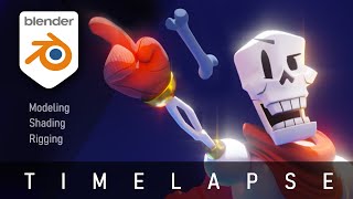Creating Papyrus from UNDERTALE in 3D - [Blender Stylized Modeling, Shading and Rigging Timelapse]