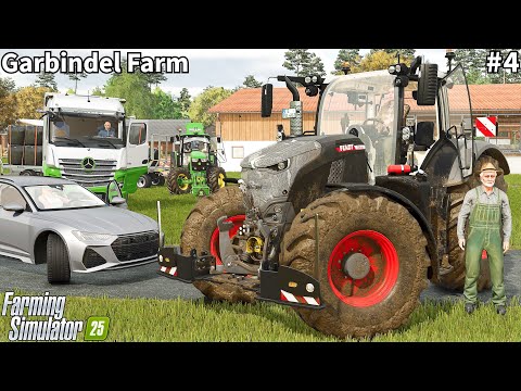 Receiving a Pig Food Delivery, Baling & Wrapping Grass│Garbindel│FS 25│Timelapse#4